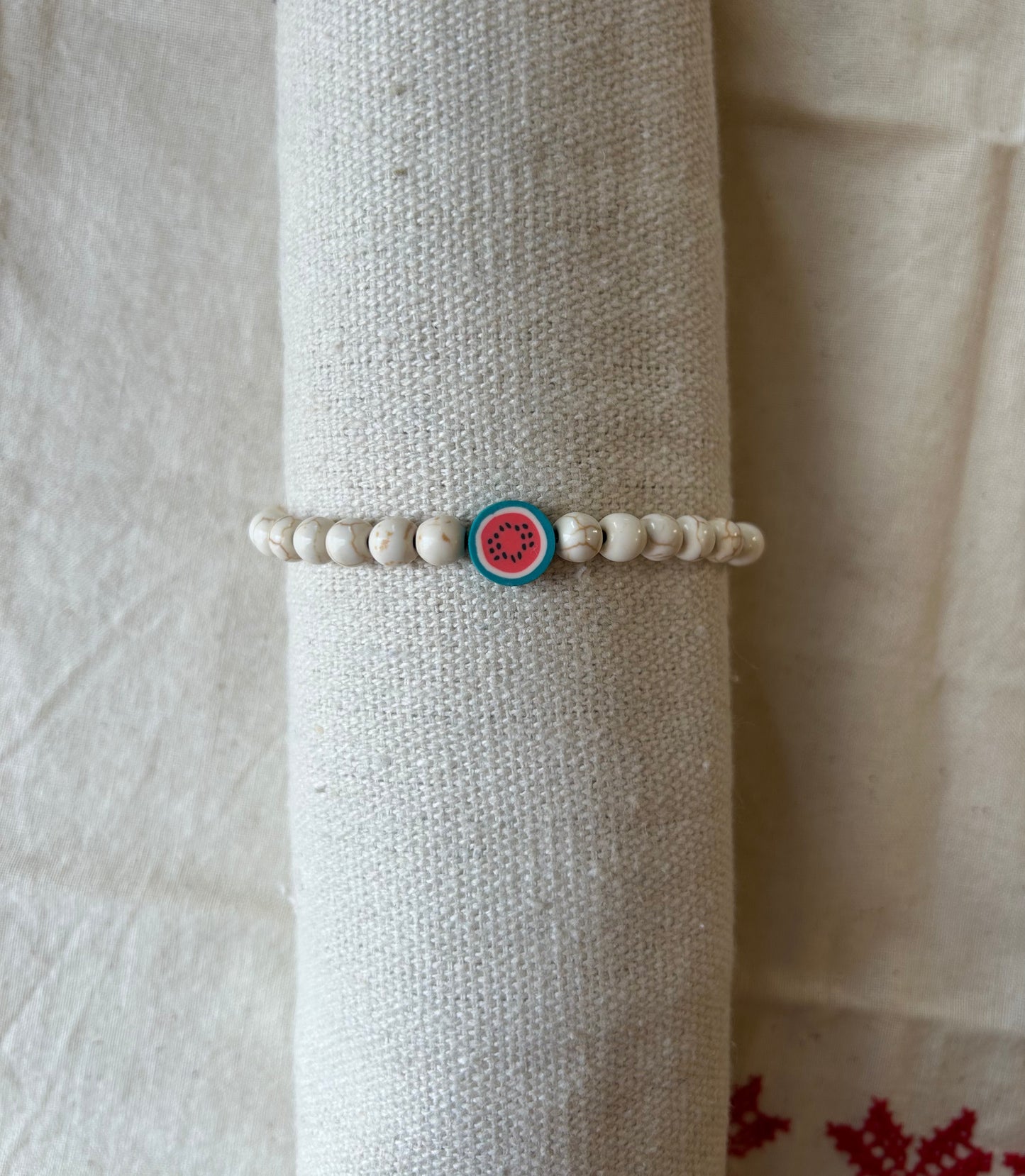 beaded watermelon bracelet