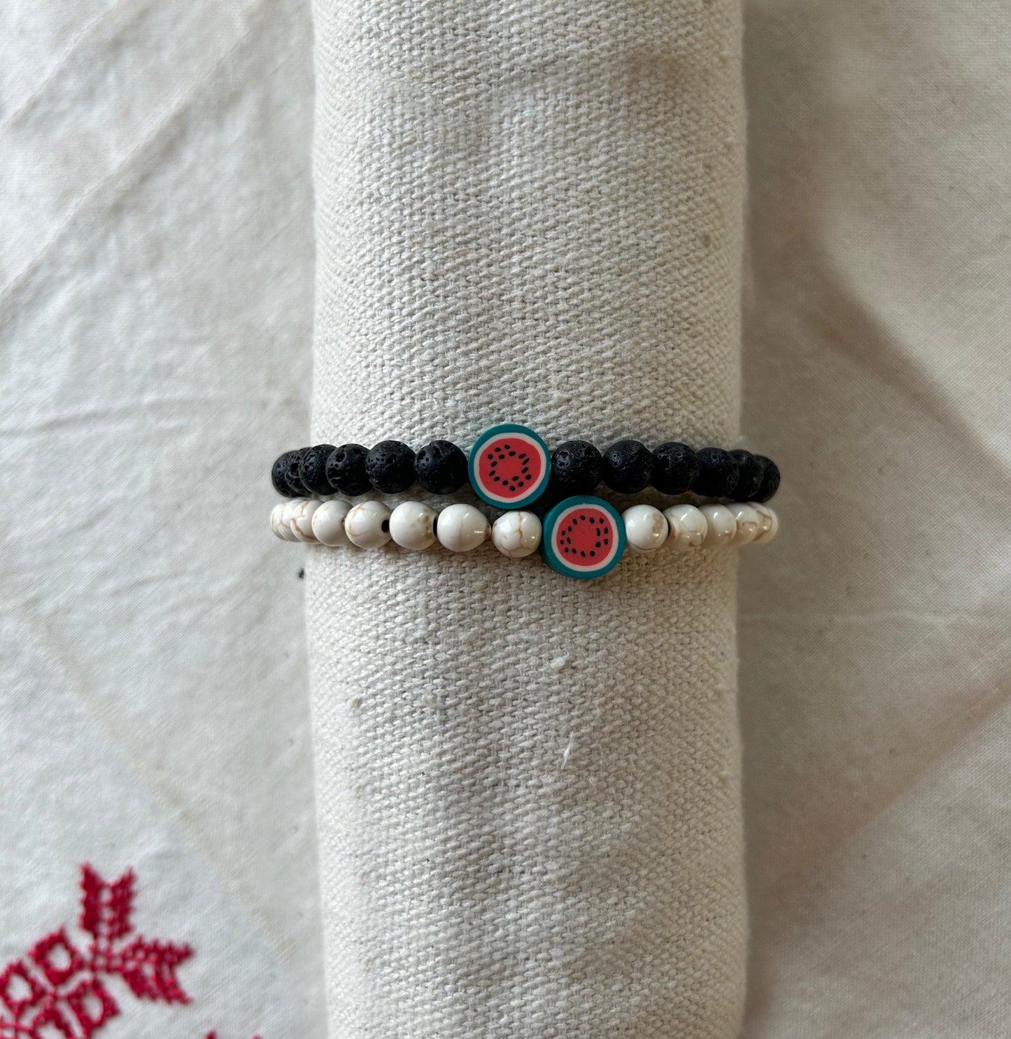 beaded watermelon bracelet