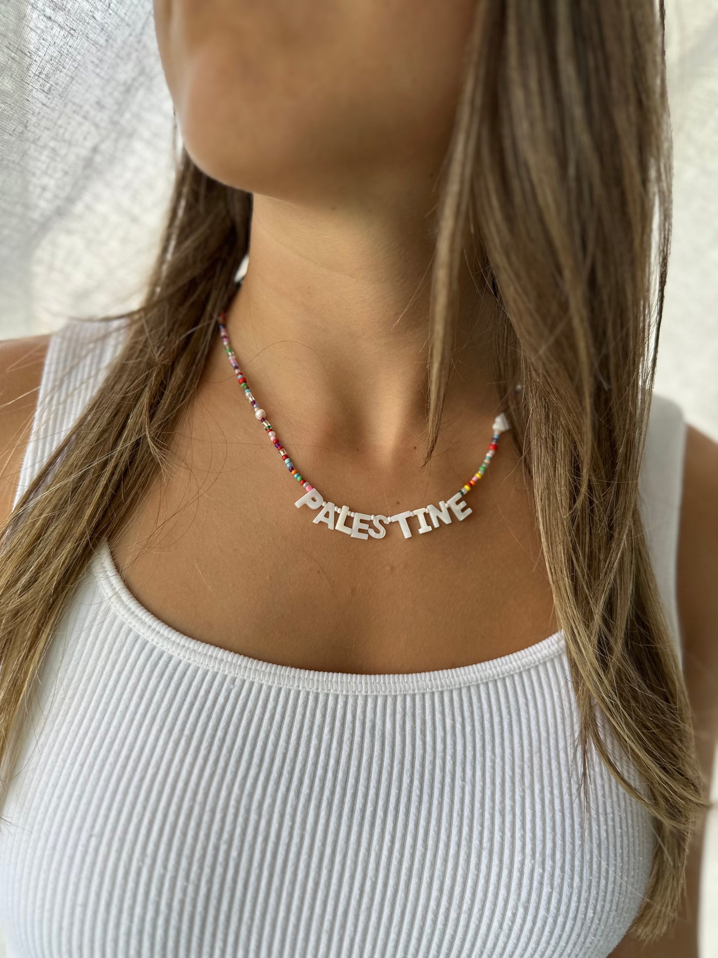 palestine beaded shell necklace