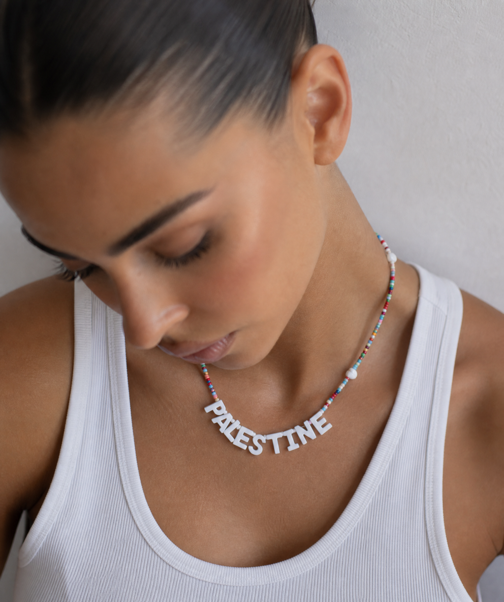 palestine beaded shell necklace