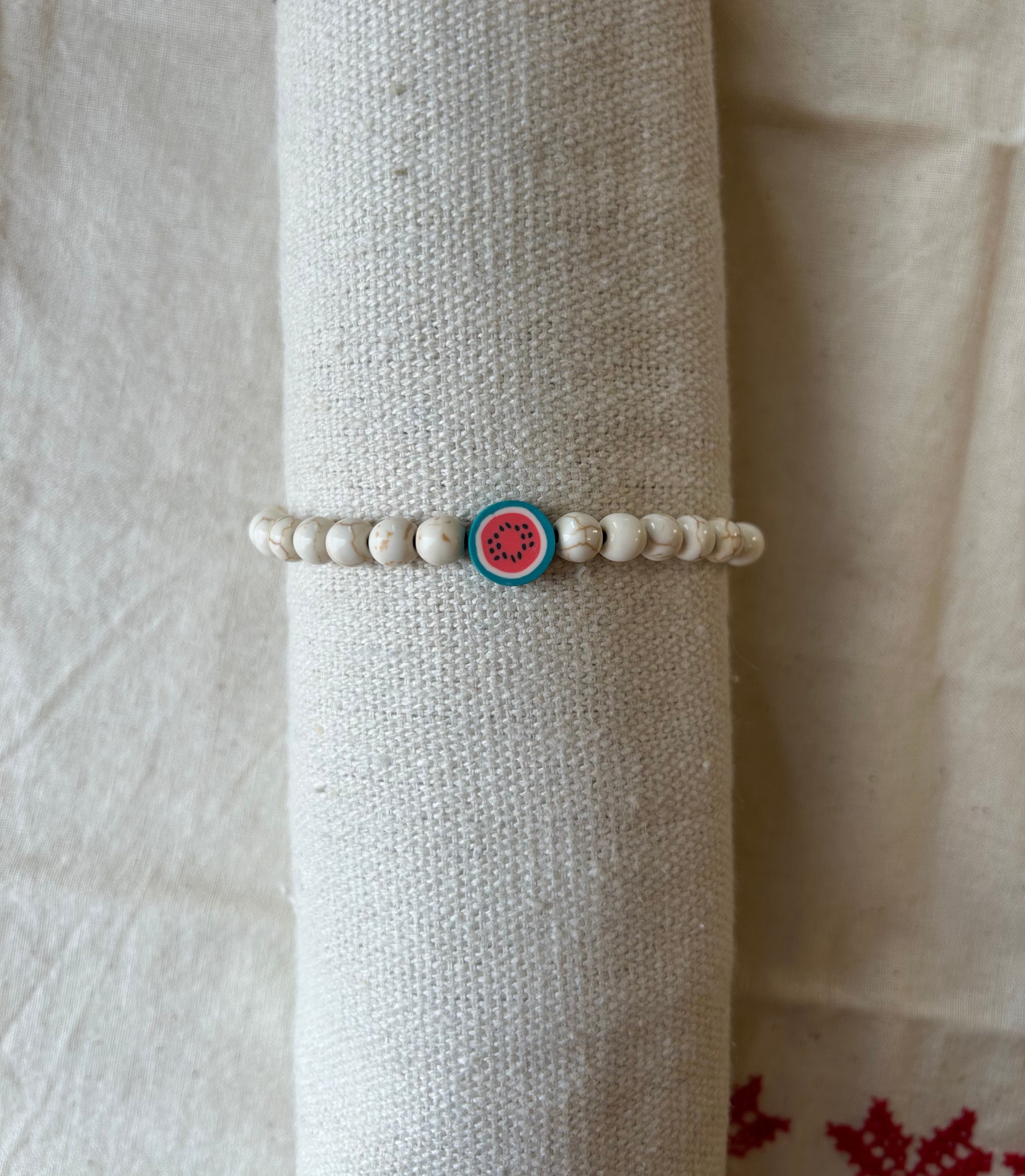 beaded watermelon bracelet